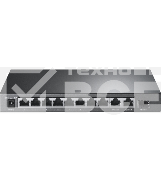 Настольный коммутатор TP-Link TL-SL1311P, 8 портов 10/100 Мбит/с с поддержкой PoE+, 2 гигабитных порта без поддержки PoE, 1 порт SFP, 802.3af/at, бюджет PoE — 65 Вт, стальной корпус