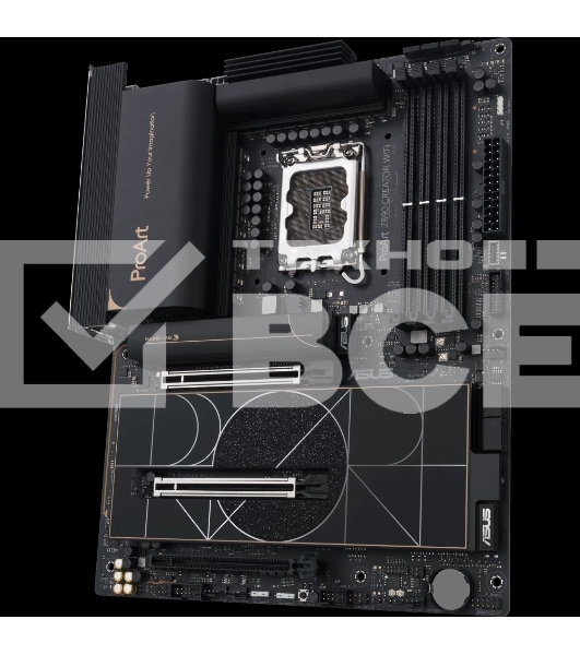 Материнская плата ASUS ProArt Z890-CREATOR WIFI, LGA 1851, Intel Z890, 4xDDR5, 4xSATA, 5xM.2, 2xPCIe 5.0 x16, 1xPCIe 4.0 x16, 1xHDMI, 1xDP, 1x 10Gb LAN, 1x 2.5Gb LAN, 2xUSB-C 10Gbps, 6xUSB-A 10Gbps, 1xUSB-A 2.0, 7.1, ATX