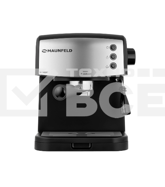 Кофеварка рожковая Maunfeld MF-734BK чёрный, исп. кофе - молотый/чалды, 1.5 л, 850 Вт, 15 Бар