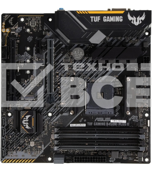 Материнская плата ASUS TUF GAMING B450M-PLUS II, AM4, AMD B450, 4xDDR4, 6xSATA, 1xM.2, 1xPCIe 3.0 x16, 1xPCIe 2.0 x16, 1xPCIe x1, 1xHDMI, 1xDVI-D, 1x 1Gb LAN, 2xUSB-A 3.2 Gen 1, 1xUSB-A 3.2 Gen 2, 2xUSB-A 2.0, 1xUSB-C 3.2 Gen 1, 3x3.5 мм, 7.1, mATX