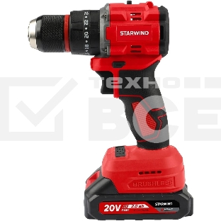 Дрель-шуруповерт аккумуляторная Starwind CDB20-2.0/2hs1 20Вт аккум. патрон:быстрозажимной