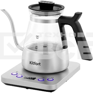 Чайник электрический Kitfort КТ-8707 0.8л. 1300Вт нержавеющая сталь/черный корпус: Металл/стекло/пластик