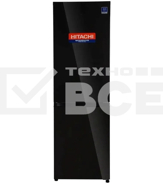 Холодильник Hitachi R-B410PUC6 BBK черный двухкамерный 215/105л морозилка снизу, No Frost