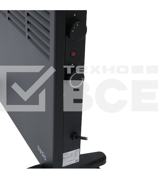 Конвектор Oasis KM-15B черный, 1500 Вт, 20 м2, термостат