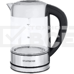 Чайник электрический Starwind SKG5213 1.7 л, 2200 Вт, черный/серебристый