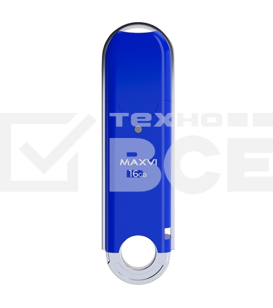 Флеш диск Maxvi P2 16GB USB 2.0 blue, монолит с колпачком, ABS пластик