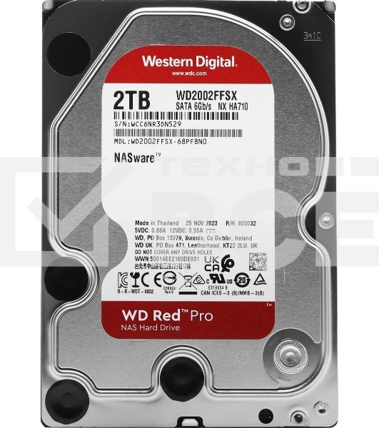 Жесткий диск WD Original SATA-III 2Tb WD2002FFSX NAS Red Pro (7200rpm) 64Mb 3.5