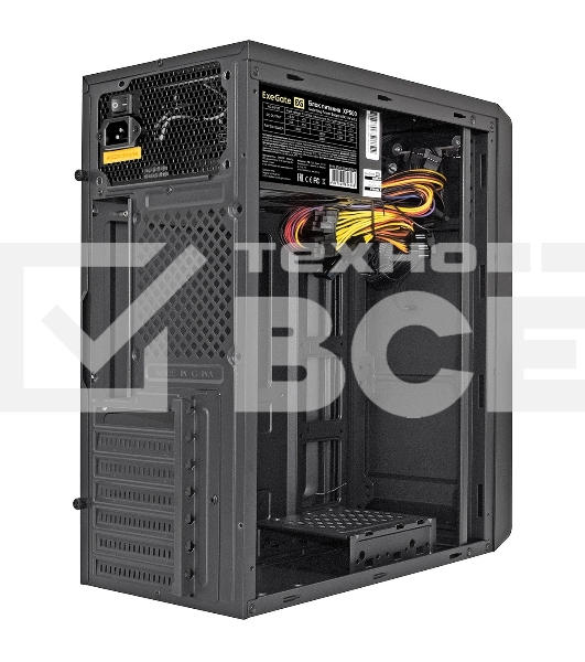 Компьютерный корпус Miditower ExeGate XP-332-UNS500 (ATX, БП UNS500 с вент. 12см, 2*USB, аудио, черный)