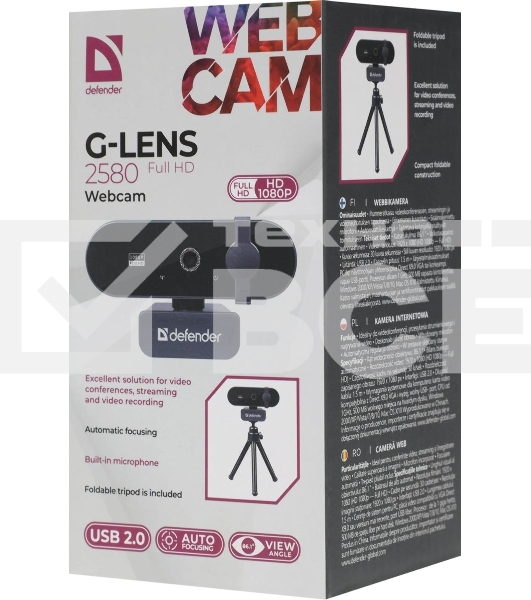 Веб-камера Defender G-lens 2580 черный (2МП, FullHD 1080p, MIC, 86,1°)