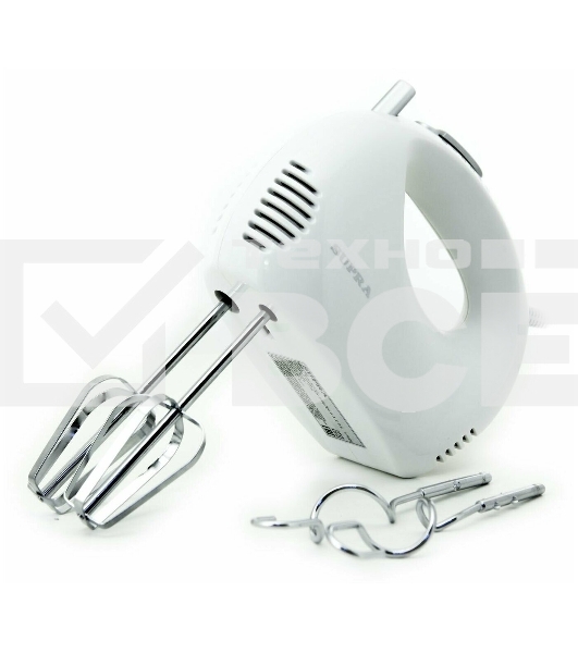 Миксер SUPRA MXS-527 500 Вт.Режим Турбо. 5 скоростей. Две насадки: для взбивания яиц и крема и для замеса тяжелого теста. белый.