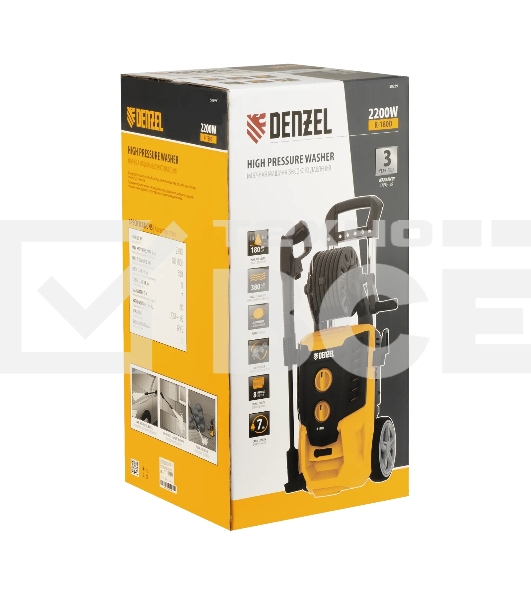 Моечная машина высокого давления Denzel R-180D, 2200 Вт, 180 бар, 380 л/ч, с барабаном
