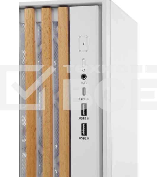 Корпус Formula V Line TimberLine T0 White, ATX, wood+plastic front, TYPE-C*1, USB3.0*2, FRONT 3x120мм FRGB, REAR 1x120мм FRGB