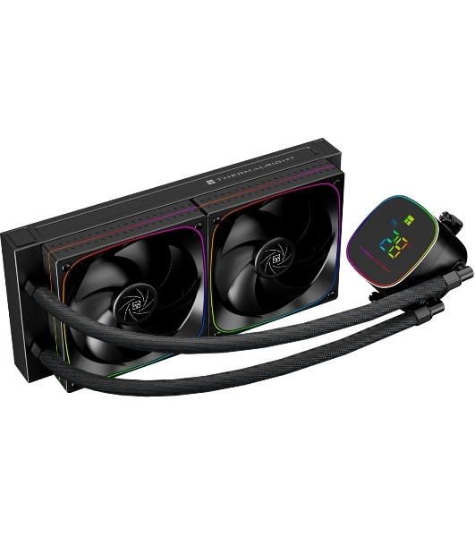 Система жидкостного охлаждения Thermalright Frozen Horizon 240 Digital (240мм, LED temp., Black, ARGB/Fans: 2x120мм, 68.9CFM, 28.2dBA, 2000RPM/Pump height 53.2мм, Rad thickness 27мм/S: 1700, 1200, 1851, 115X, AM5, AM4)