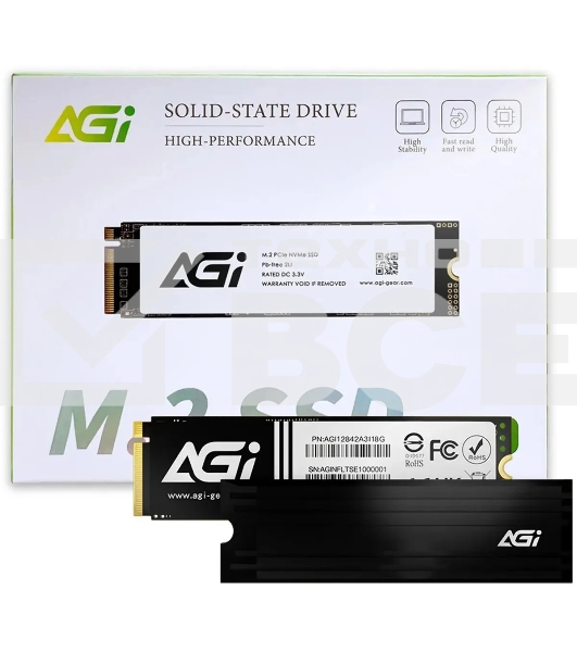 Накопитель SSD AGI AI828, 1Tb, PCIe 4.0 x4, M.2 2280, NVMe, R/W 7400/5200