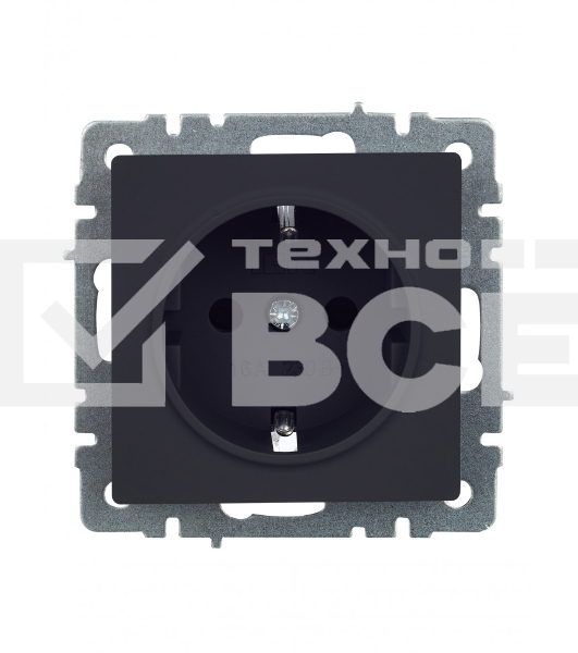 Розетка 1-местная IEK BRITE 16А РС14-1-0-БрГ с заземлением, с защитными шторками, 16А, графит
