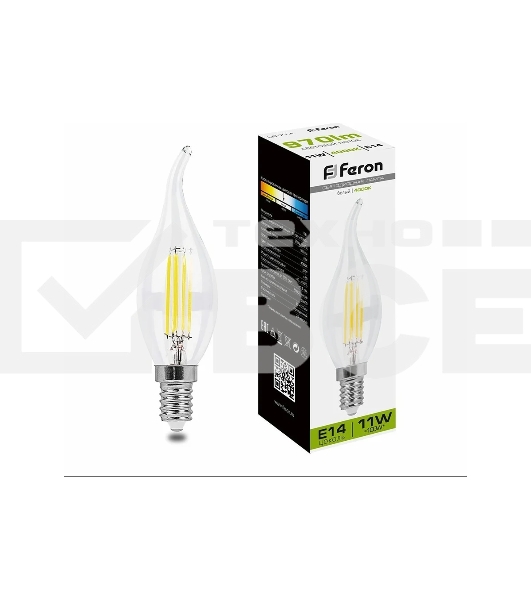 Лампа светодиодная FERON LB-714 (38012) 11W 230V E14 4000K прозрачная