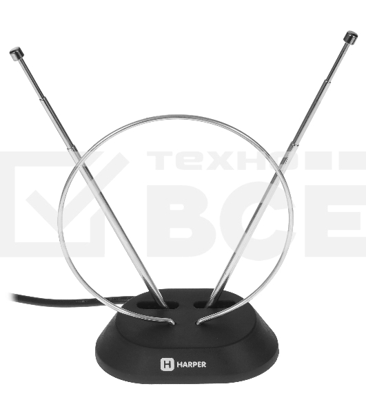 Телевизионная антенна Harper ADVB-2111 (комнатная, пассивная;DVB-T2; VHF / UHF (174–230 MHz, 470-862 MHz); 20 dB; 75; 3dB; 1 м)