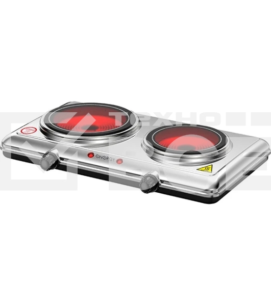 Плита настольная электрическая Energy EN-911 серебристый, 2,1 кВт, ТЭН, конфорки - 2, стеклокерамика, поворотные переключатели