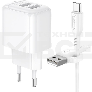 Сетевое зарядное устройство BOROFONE (6941991113772) BAS41Aa 2USB 2.0A для Type-C