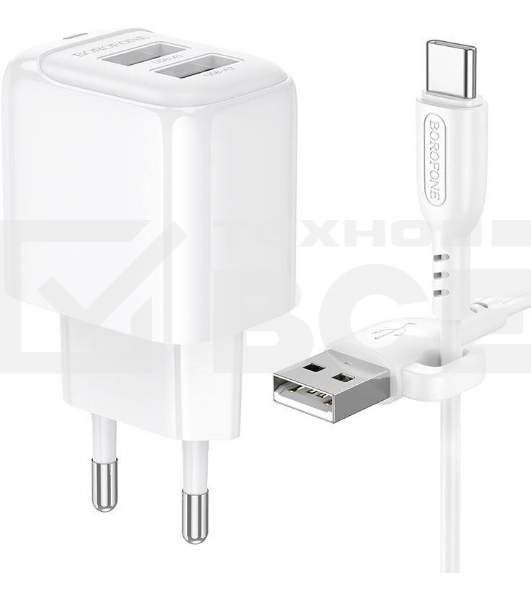 Сетевое зарядное устройство BOROFONE (6941991113772) BAS41Aa 2USB 2.0A для Type-C