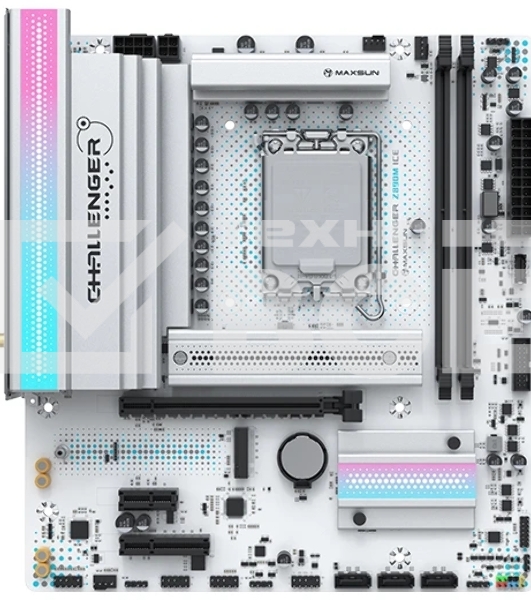 Материнская плата Maxsun MS-Challenger Z890M WIFI, LGA1851, Intel Z890, 2xDDR5, 3xSATA, 2xM.2, 1xPCIe 5.0 x16, 1xPCIe 4.0 x4, 1xPCIe 4.0 x1, 1xDP, 1xHDMI, 1x2.5Gb LAN, Wi-Fi 6, Bluetooth 5.2, 1xUSB-C 10Gbps, 4xUSB-A 5Gbps, 2xUSB-A 2.0, 3x3.5 мм, mATX