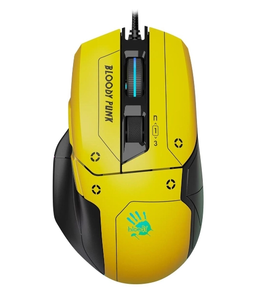 Мышь проводная A4Tech Bloody W70 Max желтый/черный, 10000 dpi, USB, кнопки - 9