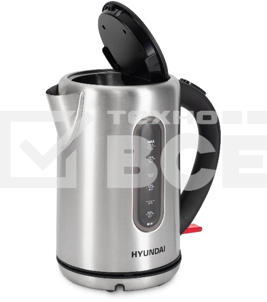 Чайник электрический Hyundai HYK-S9909 1.7л. 2200Вт серебристый матовый/черный корпус: металл