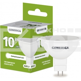 Лампа LED MR16 IEK LL-MR16-10-230-40-GU5-G софит 10Вт 230В 4000К GU5.3 GENERICA