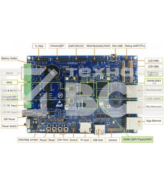Плата разработки Myir MYD-C4377-4E512D-100-I-PRU 1GHz TI AM4377, 512MB DDR3, 4GB eMMC