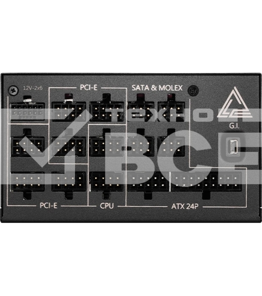 Блок питания MSI MEG Ai1300P (306-7ZP4A11-CE0), 1300Вт, 80 PLUS Platinum, 120мм, модульный, черный / золотой