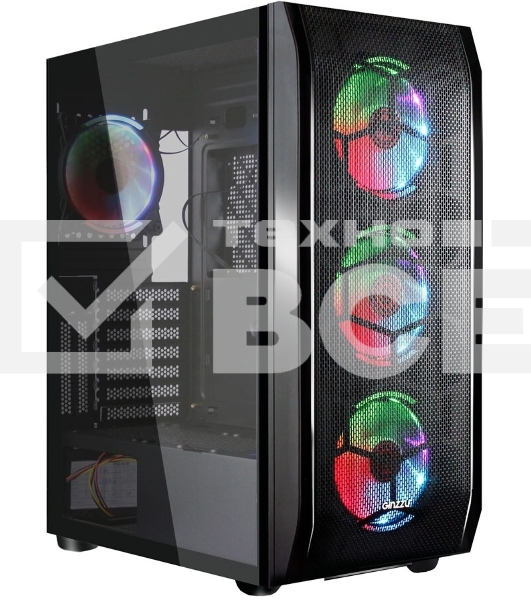 Компьютерный корпус Ginzzu GL300 FAN 12CM RGb*4 USB 3.0 Window