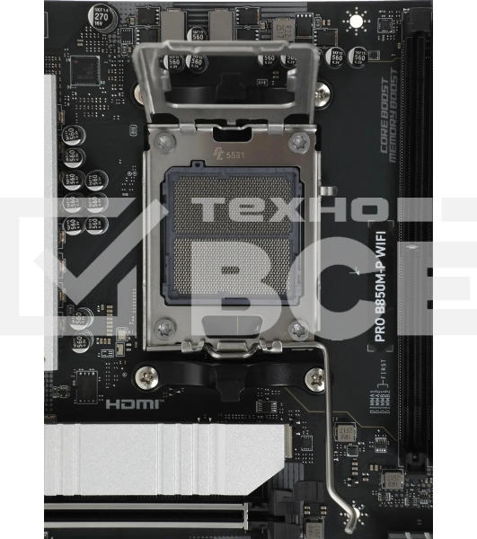 Материнская плата MSI PRO B850M-P WIFI, AM5, AMD B850, 4xDDR5, 4xSATA, 3xM.2, 1xPCIe 5.0 x16, 1xPCIe 4.0 x4, 2xPCIe 3.0 x1, 1xHDMI, 2xUSB-C 10Gbps, 1xUSB-A 5Gbps, 1xUSB-A 10Gbps, 4xUSB-A 2.0, 2x3.5 мм, S/PDIF, 1x5Gb LAN, Wi-Fi 7, Bluetooth 5.4, 7.1, mATX