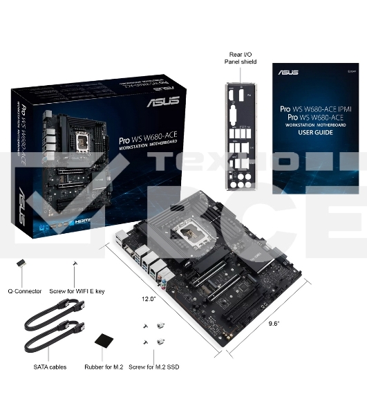 Материнская плата ASUS PRO WS W680-ACE Intel W680 (LGA 1700) ATX motherboard, PCIe® 5.0, DDR5, dual Intel 2.5 Gb Ethernet, three PCIe 4.0 M.2 slots, USB 3.2 Gen 2x2 front panel connector, SlimSAS, SATA 6 Gbps, HDMI®, DisplayPort and VGA
