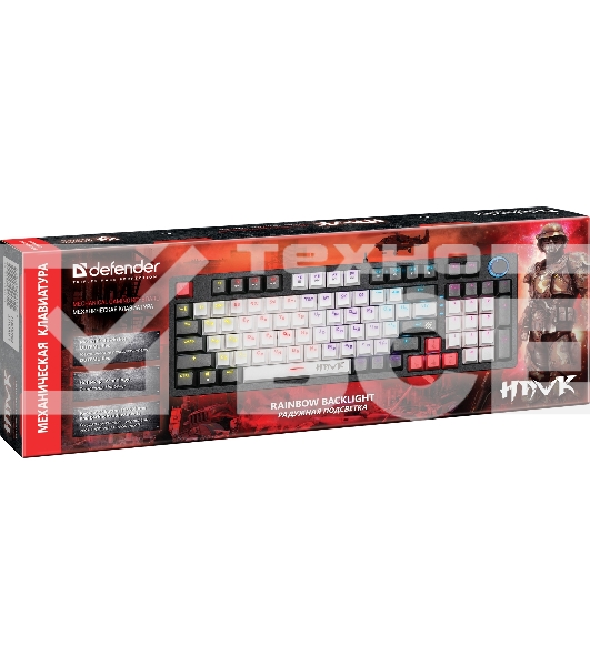 Клавиатура Defender Hawk GK-418 проводная, USB, черный/белый