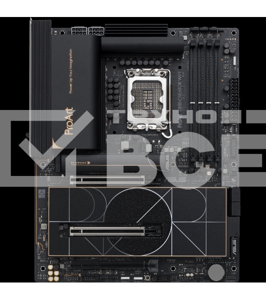 Материнская плата ASUS ProArt Z890-CREATOR WIFI, LGA 1851, Intel Z890, 4xDDR5, 4xSATA, 5xM.2, 2xPCIe 5.0 x16, 1xPCIe 4.0 x16, 1xHDMI, 1xDP, 1x 10Gb LAN, 1x 2.5Gb LAN, 2xUSB-C 10Gbps, 6xUSB-A 10Gbps, 1xUSB-A 2.0, 7.1, ATX