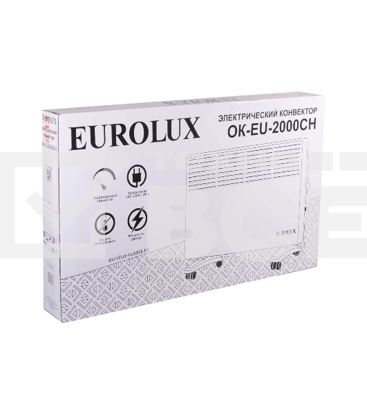 Конвектор Eurolux ОК-EU-2000CH, белый, 2000 Вт, 25 м2, термостат 67/4/33