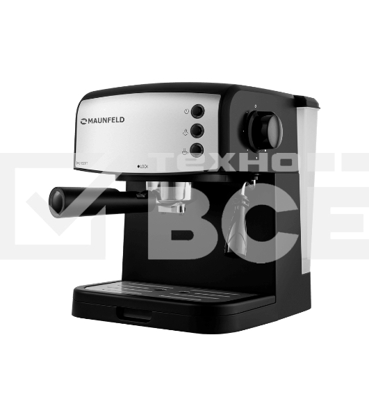 Кофеварка рожковая Maunfeld MF-734BK чёрный, исп. кофе - молотый/чалды, 1.5 л, 850 Вт, 15 Бар