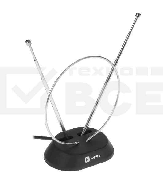 Телевизионная антенна Harper ADVB-2111 (комнатная, пассивная;DVB-T2; VHF / UHF (174–230 MHz, 470-862 MHz); 20 dB; 75; 3dB; 1 м)