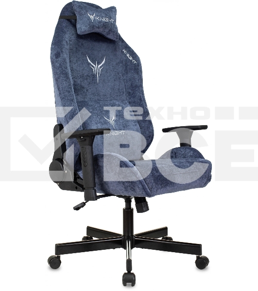 Кресло игровое Knight N1 Fabric синий Light-27 с подголов. крестовина металл