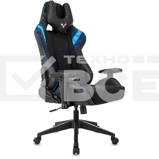 Кресло игровое Бюрократ VIKING 4 AERO BLUE черный/синий, искусст.кожа/ткань, две подушки
