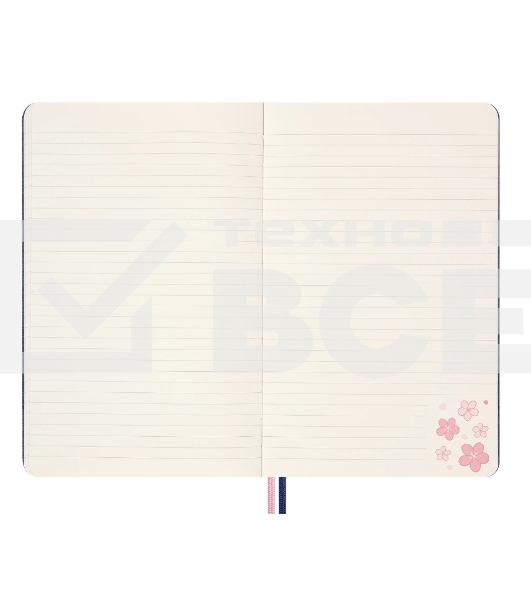 Блокнот Moleskine LIMITED EDITION SAKURA LESU08QP060BOX Large 130х210мм, обложка текстиль, 176 страниц, линейка, твердая обложка, подарочная коробка, синий, 2025