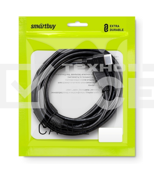 Кабель Smartbuy HDMI to HDMI ver.1.4b A-M/A-M, 2 фильтра, 5,0 m., в пакете (K-352-50)