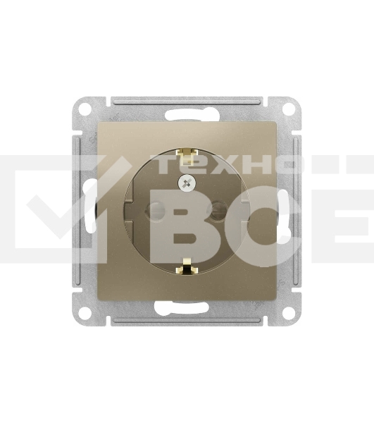 Механизм розетки 1-м СП AtlasDesign с заземл. защ. шторки 16А шампань SchE ATN000545