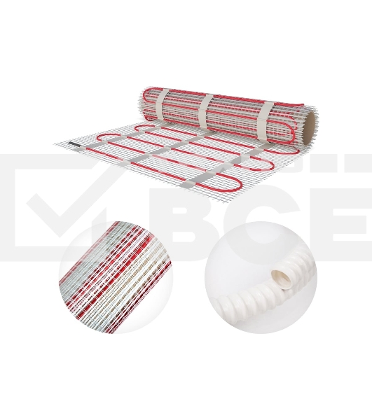 Теплый пол (нагревательный мат) Rexant Classic RNX -1,0-150 (площадь 1,0 м2 (0,5 х 2,0 м)), 150 Вт, двухжильный с экраном