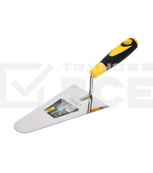 Кельма (мастерок) Deli DL509323 нержавеющая сталь, длина рабочей части 200 мм, форма 'треугольник', прорезиненная рукоятка