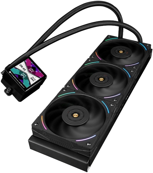 Система жидкостного охлаждения Thermalright Frozen Vision 360 V2 (360мм, LED, Black, ARGB/Fans: 3x120мм, 69CFM, 27dBA, 2150RPM/Pump height 60мм, 23dBA, 3000RPM, Rad thickness 27мм/S: 1700, 1200, 1851, 115X, 2011, 2066, AM5, AM4)
