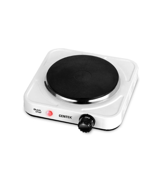 Плита настольная электрическая Centek CT-1506 белый, 1 кВт, ТЭН, конфорки - 1, эмаль, поворотные переключатели