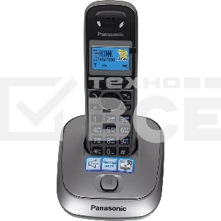 Телефон беспроводной (DECT) Panasonic KX-TG2511RUM (металик) {АОН, Caller ID,спикерфон на трубке,переход в Эко режим одним нажатием}