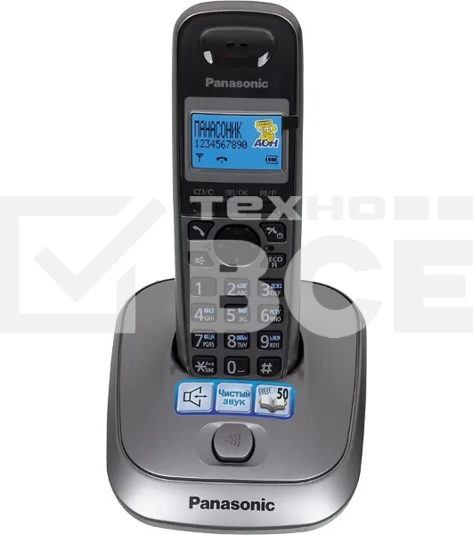 Телефон беспроводной (DECT) Panasonic KX-TG2511RUM (металик) {АОН, Caller ID,спикерфон на трубке,переход в Эко режим одним нажатием}