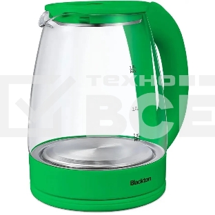 Чайник электрический Blackton Bt KT1800G Green. Мощность: 1500 Вт / Максимальный объем: 1.8 л / Материал корпуса: Стекло / Длина электрошнура: Около 0.8 м / Внутренняя подсветка: Да, синяя